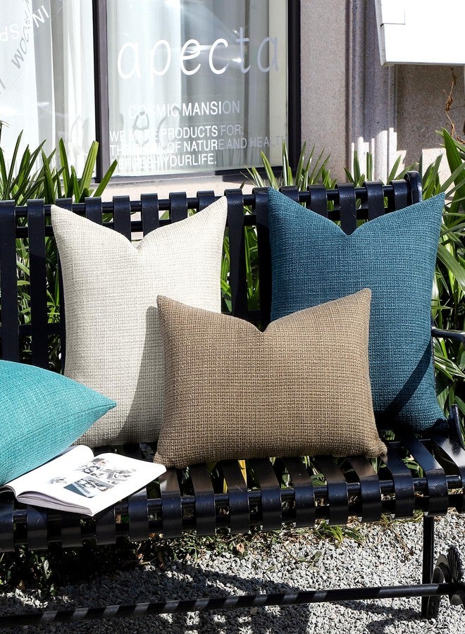 Artscope Outdoor Waterproof Throw Pillow Covers 16x24 Inch Decorative Linen Outdoor Pillows Cushion Case for Patio Couch Sofa - Turquoise - Image 5