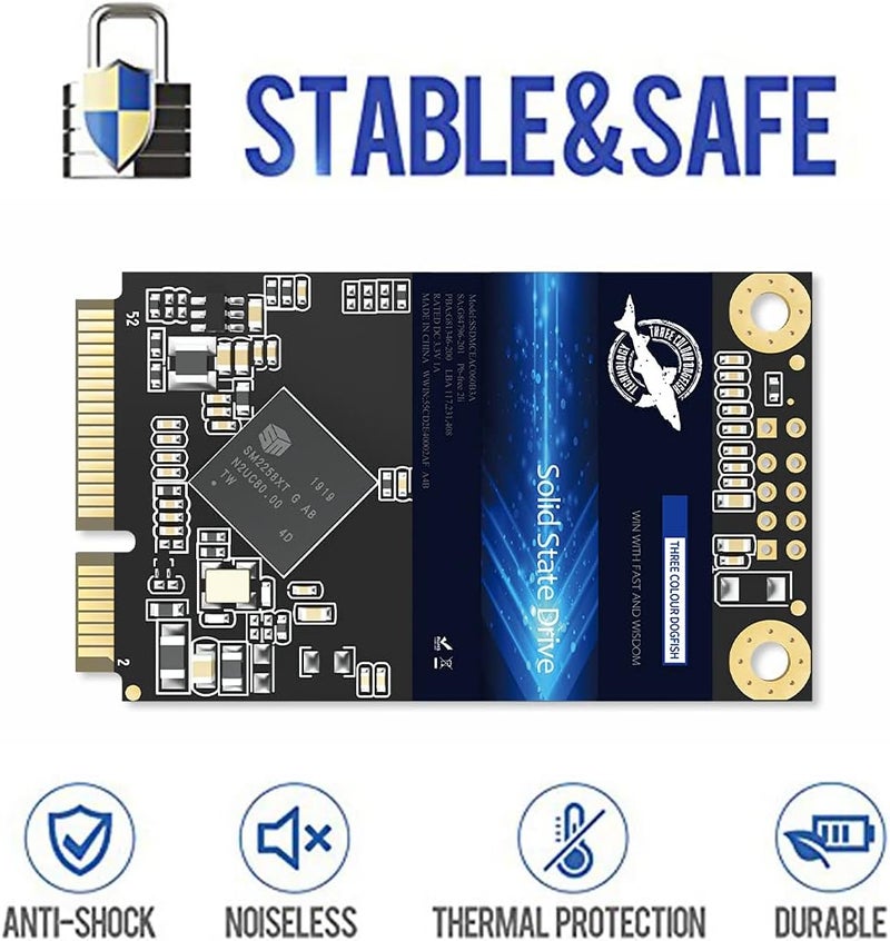Dogfish mSATA SSD 500GB 3D NAND TLC SATA III 6 Gb/s, mSATA (30x50.9mm) Internal Solid State Drive - Compatible with Desktop PC Laptop - (MSATA 500GB) - Image 5