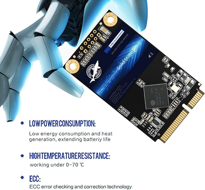 Dogfish mSATA SSD 500GB 3D NAND TLC SATA III 6 Gb/s, mSATA (30x50.9mm) Internal Solid State Drive - Compatible with Desktop PC Laptop - (MSATA 500GB) - Image 3