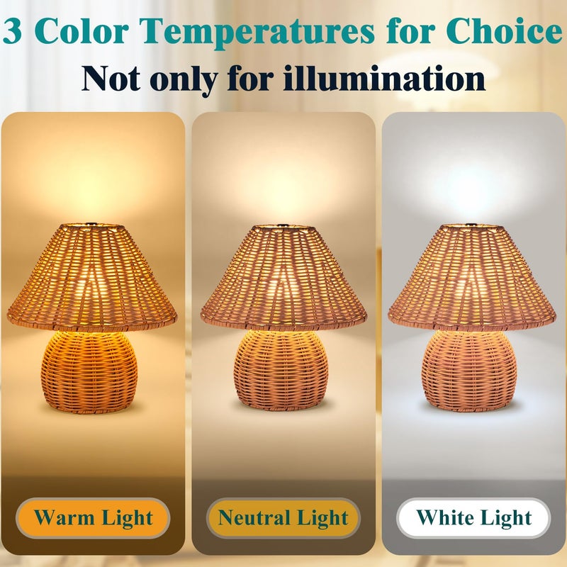 WERFOP Bamboo Table Lamp Handmade Boho Rattan Bedside Lamp,3 Colors Adjustable Vintage Wicker Wooden Nightstand Lamp with E26 Bulb for Bedroom Living Room Desk Entrance - Image 4