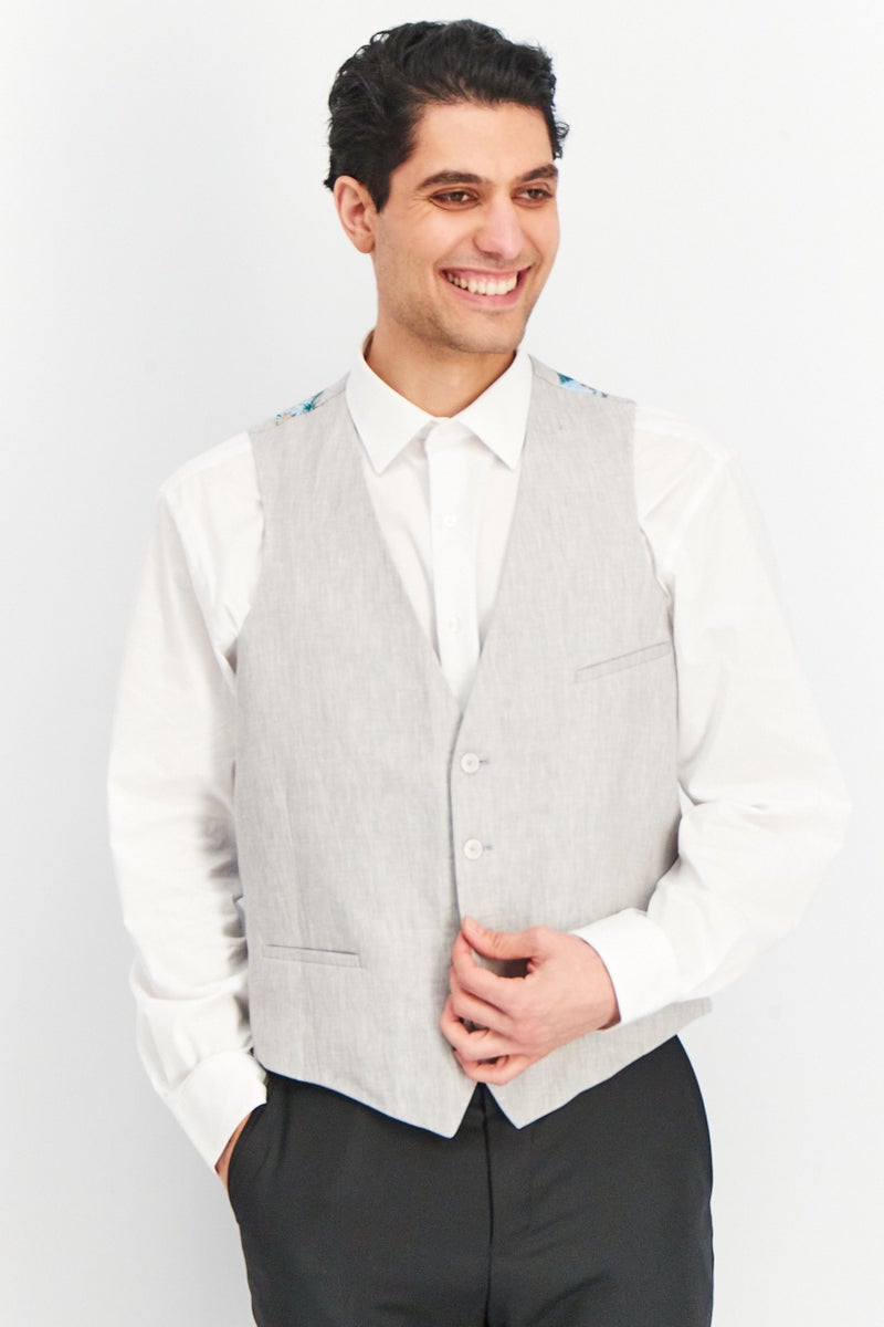 Bar III صدرية رجالية بدون أكمام ذات تصميم مطبوع، مجموعة رمادية - Image 1