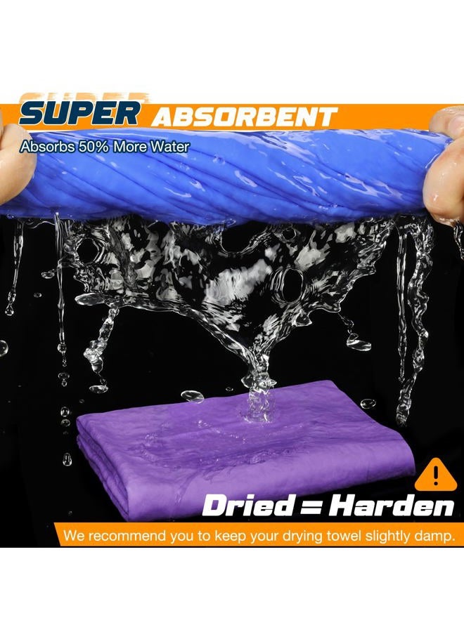 Idemeet Super Absorbent Shammy Towel for Car, Premium 2 Pack 26"x17" Car Drying Towel, Reusable Soft Car Wash Cloth, Chamois Cloth for Car, Dust Remove, Scratch/Spot/Streak Free, Blue & Purple - Image 2