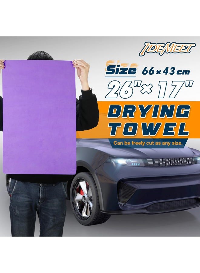 Idemeet Super Absorbent Shammy Towel for Car, Premium 2 Pack 26"x17" Car Drying Towel, Reusable Soft Car Wash Cloth, Chamois Cloth for Car, Dust Remove, Scratch/Spot/Streak Free, Blue & Purple - Image 4