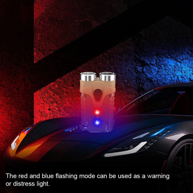 مصباح يدوي مزدوج الضوء بحجم صغير، قابل لإعادة الشحن عبر USB، عالي السطوع، مصباح على شكل سلسلة مفاتيح محمول، ضوء للتخييم في الهواء الطلق وصيد الأسماك - Image 2