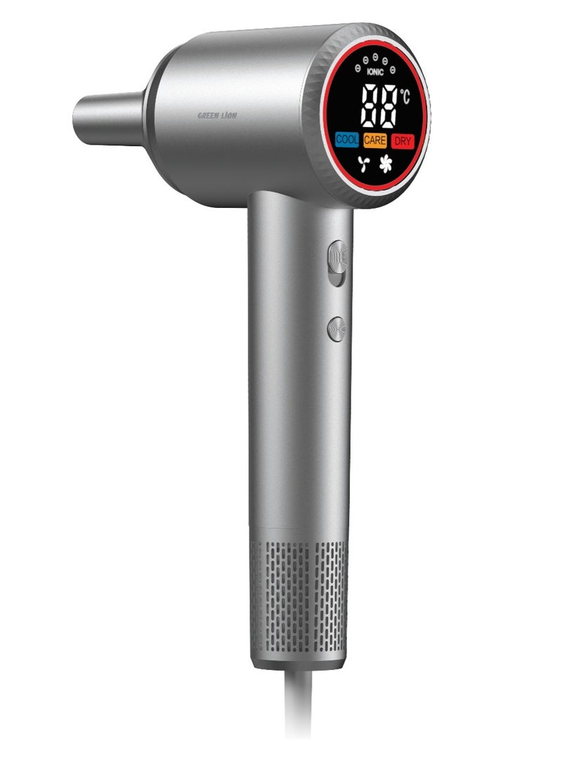 GREEN LION LUXAIR Hair Dryer with Digital Display 1600W Power / Hot, Cold Air Alternating Mode / 3 Heat Settings /Low Noise - Grey - Image 1