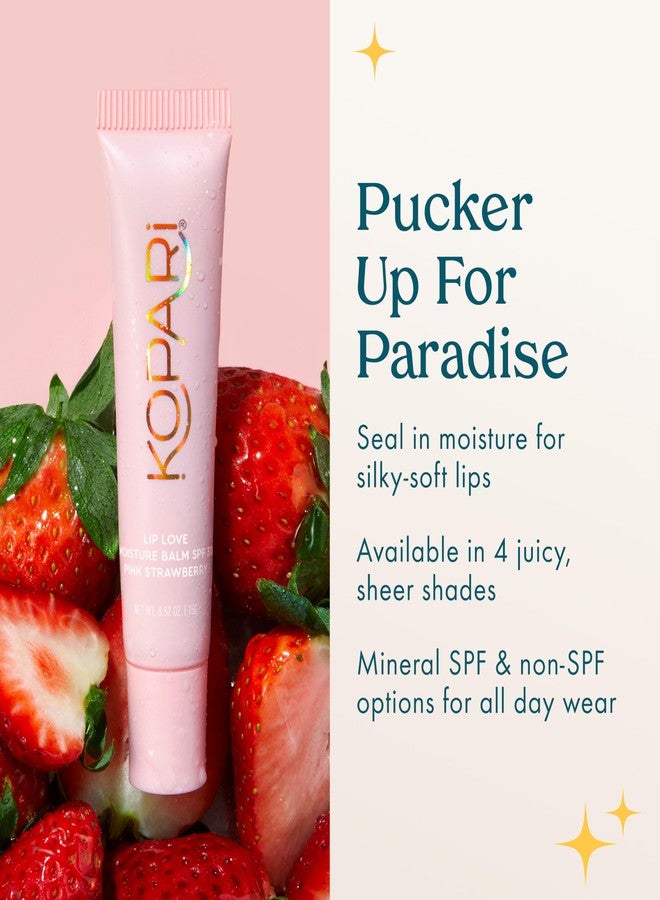 Kopari Lip Love Moisture Balm in Pink Strawberry SPF 30-100% Mineral Zinc Oxide Lip Sunscreen, Ceramide Hydrating Tinted Lip Balm, Clean Vegan & Reef-Friendly, 0.35 oz - Image 5