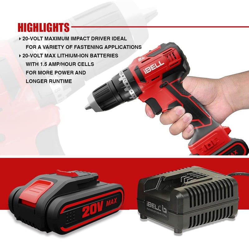 iBELL IBELL Brushless Cordless Impact Driver Drill Bm1860 20V 1450 - Main Image