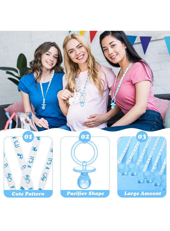 Coume 36 Pcs Baby Shower Pacifiers Necklace Acrylic Baby Pacifiers Party Favors Charm Necklace for Girls Boys Shower Party Decorations Gender Reveal Table Scatter(White, Blue) - Image 2