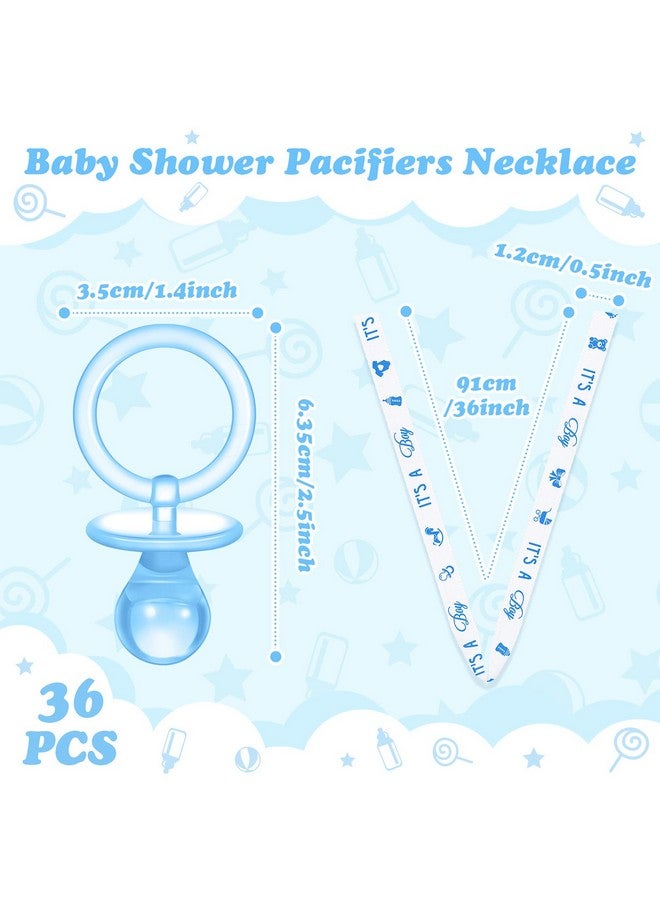 Coume 36 Pcs Baby Shower Pacifiers Necklace Acrylic Baby Pacifiers Party Favors Charm Necklace for Girls Boys Shower Party Decorations Gender Reveal Table Scatter(White, Blue) - Image 3