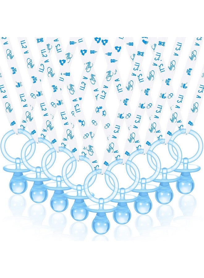 Coume 36 Pcs Baby Shower Pacifiers Necklace Acrylic Baby Pacifiers Party Favors Charm Necklace for Girls Boys Shower Party Decorations Gender Reveal Table Scatter(White, Blue) - Image 1