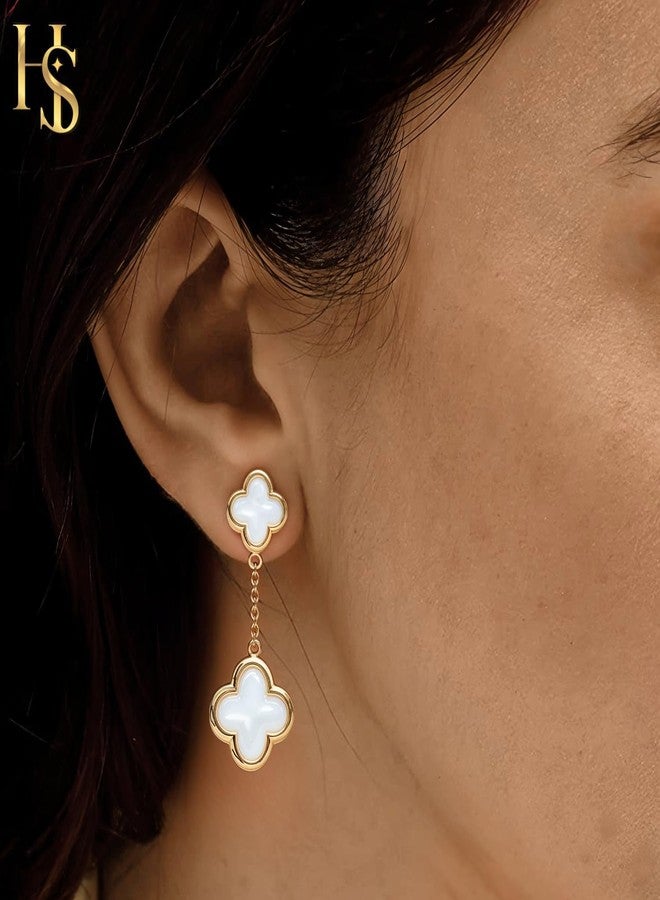 HighSpark Dangle Clover Stud Earrings for Women | Designer Dangle Stud Earrings | Lovely Gift - Image 4