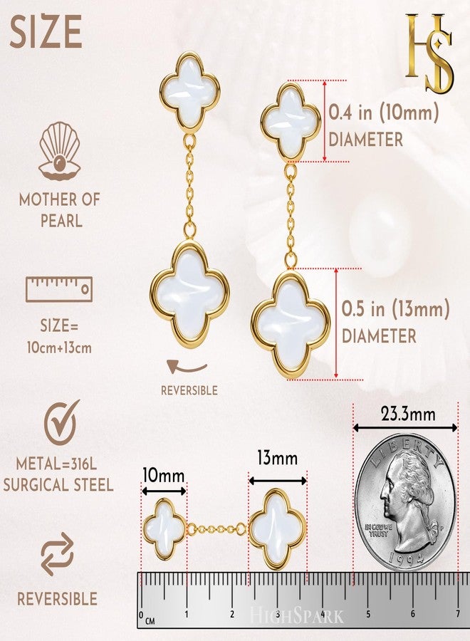 HighSpark Dangle Clover Stud Earrings for Women | Designer Dangle Stud Earrings | Lovely Gift - Image 2
