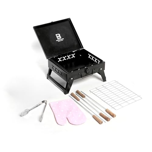 BRIGHTBERG Mirco Traveller Tandoori Grill For Home With 5 Skewers, Tong And Glove - Image 3