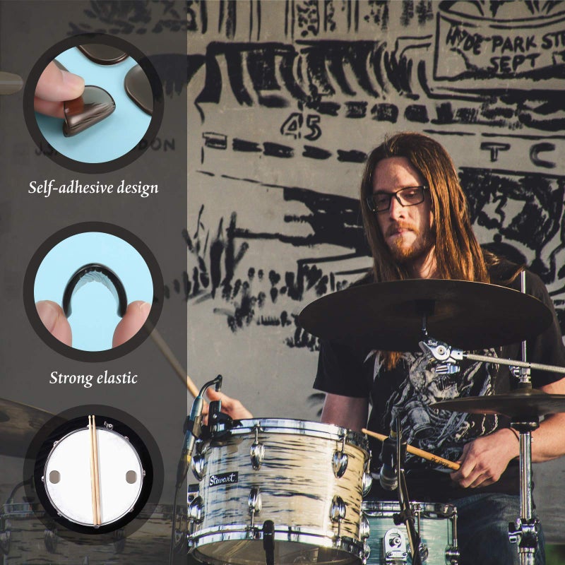 eBoot إي بوت 48 قطعة من مخمدات الطبول، جيل القمر للطبول، وسادات هلام السيليكون المخففة للصوت، وسادات تخفيف ناعمة للتحكم في النغمة (شفافة، بنية، زرقاء وسوداء) - Image 3