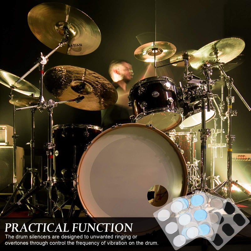 eBoot إي بوت 48 قطعة من مخمدات الطبول، جيل القمر للطبول، وسادات هلام السيليكون المخففة للصوت، وسادات تخفيف ناعمة للتحكم في النغمة (شفافة، بنية، زرقاء وسوداء) - Image 4