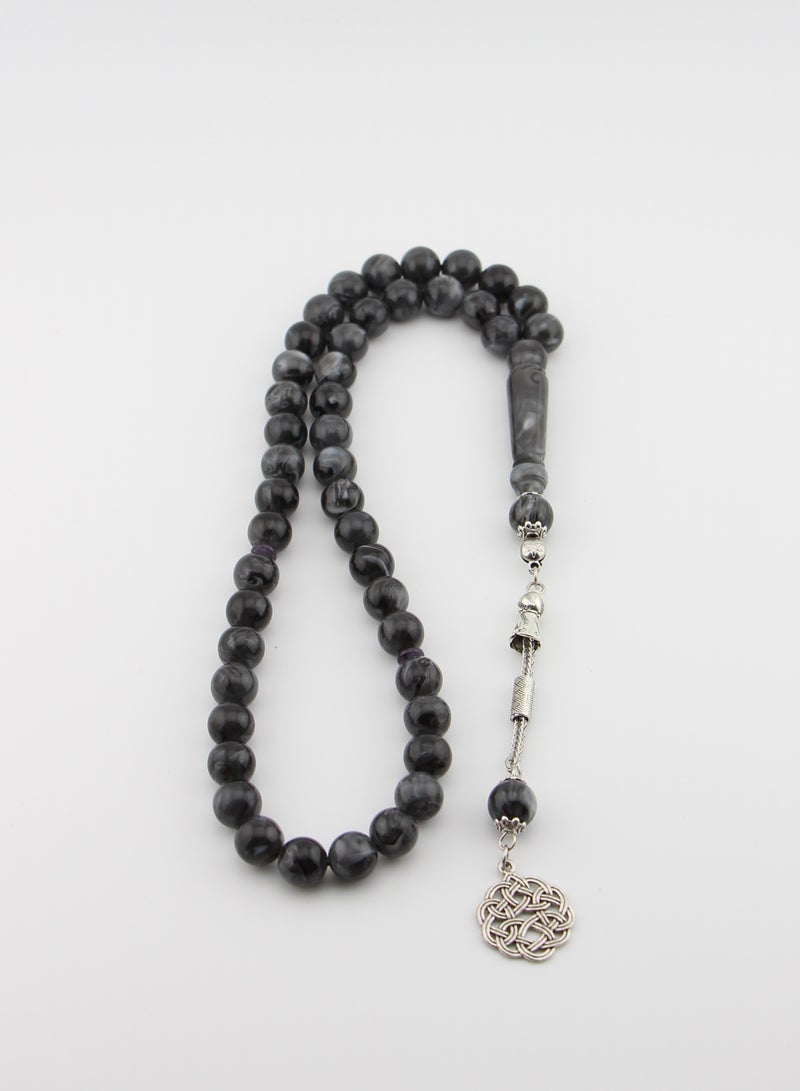 Kamins Collection Amber Resin / 45 Bead / Tasbih / Prayer Beads / Gray Swirl - Image 2