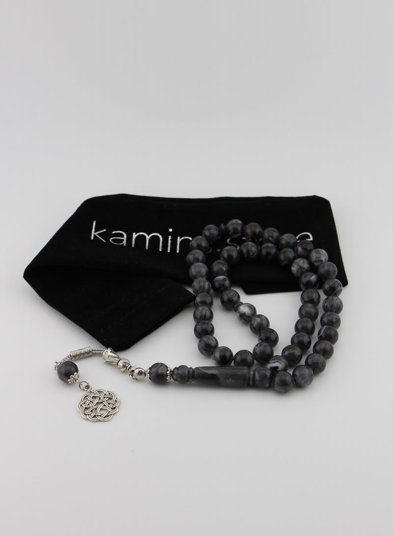 Kamins Collection Amber Resin / 45 Bead / Tasbih / Prayer Beads / Gray Swirl - Image 1