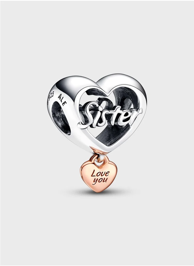 PANDORA Love You Sister Heart Charm