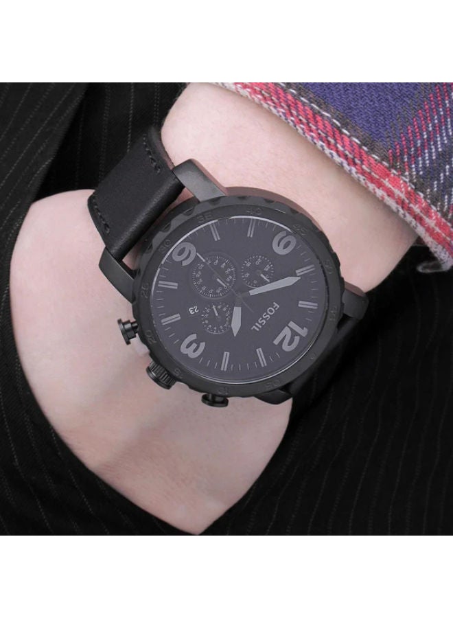 FOSSIL Men Leather Chronograph Wrist Watch JR1354 - Image 3