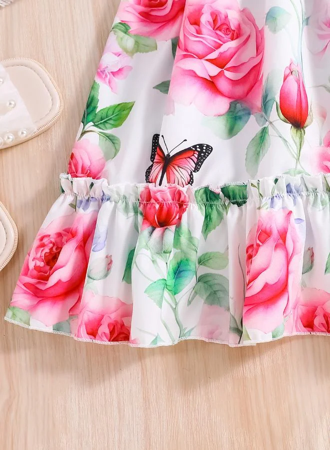 Take Two Take Two Girls Graphic Print Puff Sleeve Dress