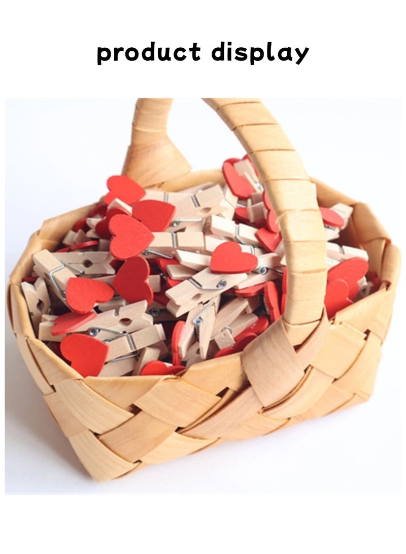 نجمة ولاء مشابك صور خشبية على شكل قلب، مشابك خشبية صغيرة للصور والبطاقات والأعمال اليدوية، مشابك قلب مزخرفة لحفلات الزفاف وديكور المنزل، مجموعة من 50 قطعة - Image 4