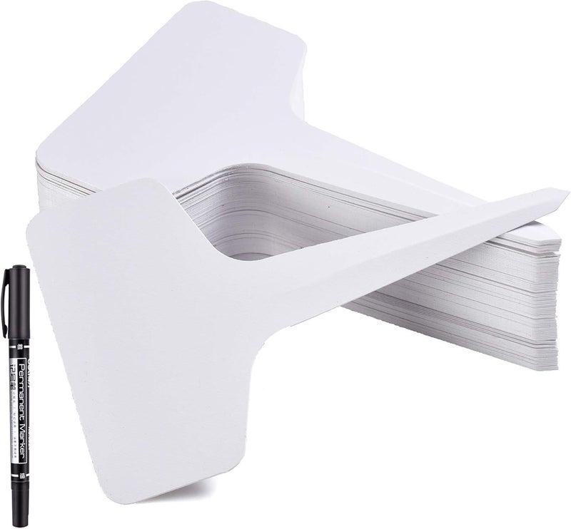 Mihey 150 Pcs 6x10cm Plant Labels T-Type Waterproof Garden Tags Nursery Markers Plant Identification Stakes, White - Image 1