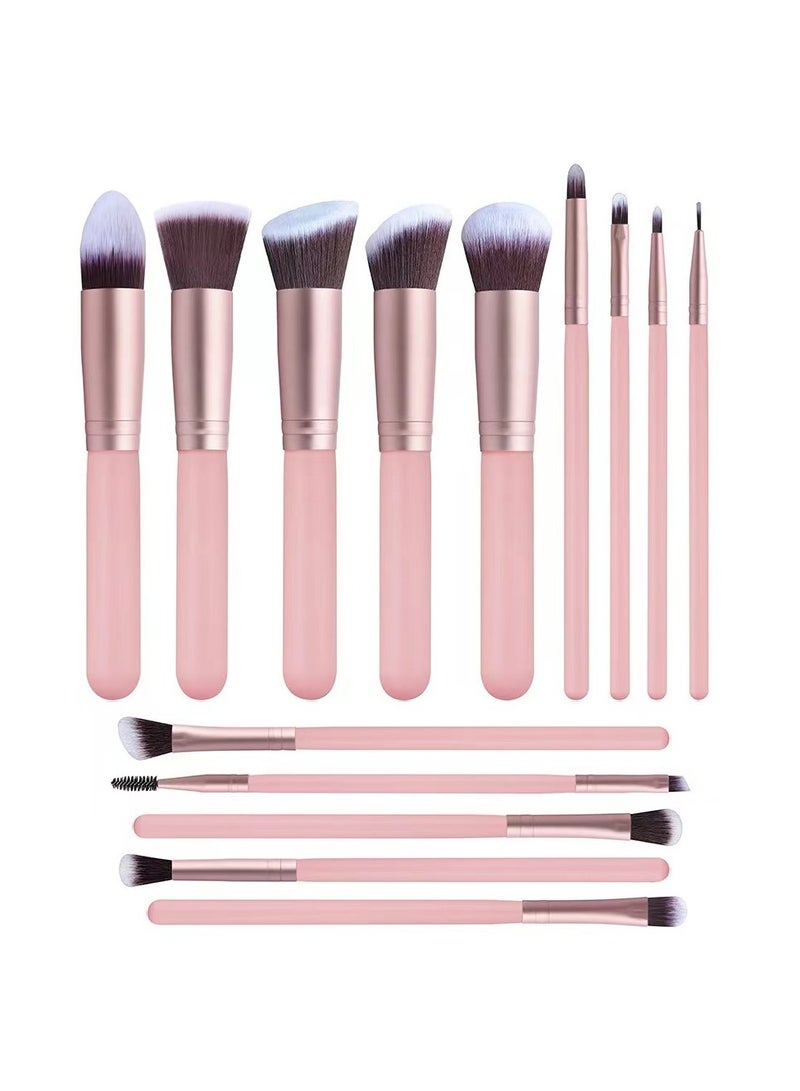 Generic 14-Piece Makeup Multi Use Brush Set,Pink 