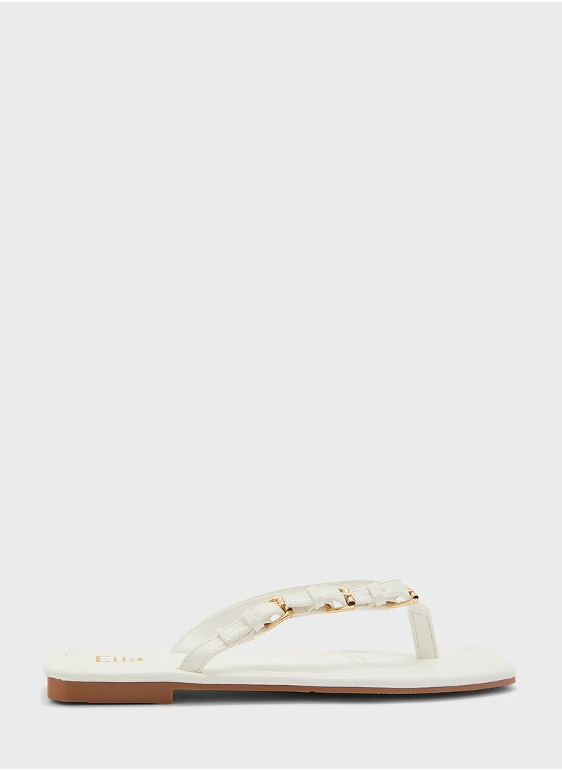 ELLA - Square Toe Flat Sandals - Image 1