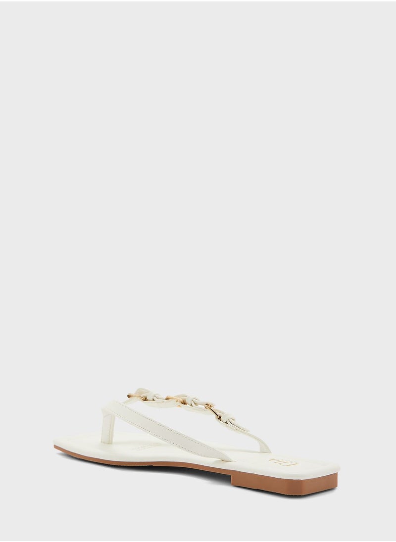 ELLA - Square Toe Flat Sandals - Image 1