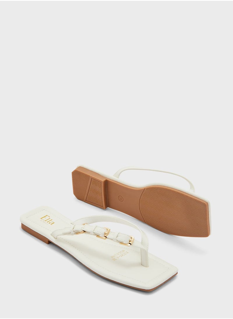 ELLA - Square Toe Flat Sandals - Image 1
