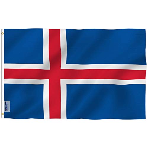 ANLEY Fly Breeze 3x5 Foot Iceland Flag Vivid Color and Fade Proof Canvas Header and Double Stitched Iceland National Country Flags Polyester with Brass Grommets 3 X 5 Ft - Image 1