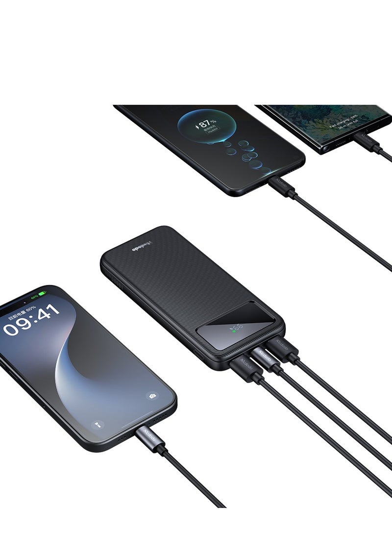 مكدودو باور بانك 4 في 1 شحن سريع 22.5 واط - مع شاشة LED كبيرة - 10000 مللي أمبير - مع كابل USB-A إلى C - MC-4220 - أسود - Image 3