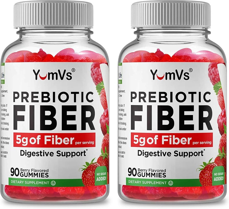 YumVs يوم فيس مكملات الألياف البروبيوتيك للبالغين والأطفال 5 جرام مكمل غذائي للألياف الهضمية صديق للكيتو مكمل يومي للألياف للنساء والرجال بدون سكر مضاف 90 حبة - Image 1