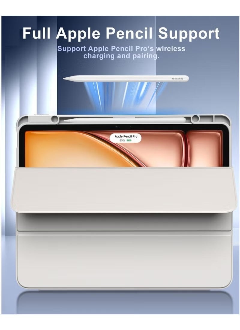 JOMILA iPad Air 13 Inch Case for 2025/2024 M3 & M2 Models – Slim Protective Cover with Built-In Pencil Holder | Auto Wake/Sleep Magnetic Front | Clear Transparent Back Shell for Apple iPad Air 13" | Lightweight Stand Case in Grey | Shock-Absorbing and Scratch-Resistant - Image 4