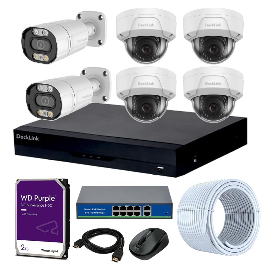ديك لينك Decklink Ip Cctv Camera Full Combo Set 4 Indoor 2 Outdoor Metal Body Camera Colo 2000GB