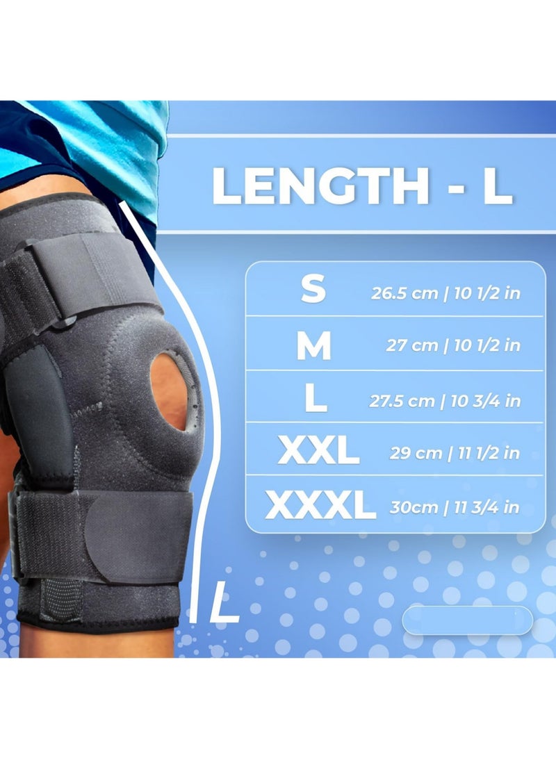 YOUGE Hinged Knee Brace,Knee Pads - Relieves ACL, MCL, Meniscus Tear, Arthritis, Sports Protective Gear Tendon Pain - Dual Metal Side Stabilizers - Support for Running, For Men and Women Check Size Chart (Large, 15½-20″ Thigh) - Image 5