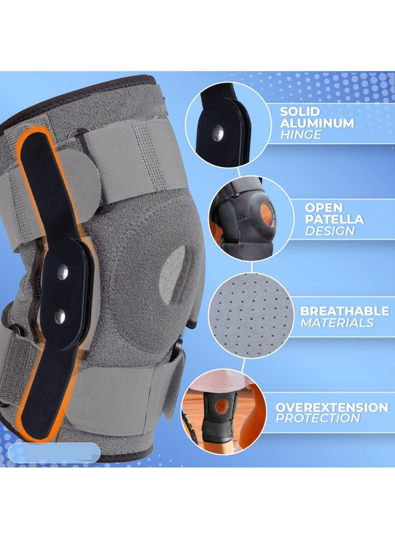 YOUGE Hinged Knee Brace,Knee Pads - Relieves ACL, MCL, Meniscus Tear, Arthritis, Sports Protective Gear Tendon Pain - Dual Metal Side Stabilizers - Support for Running, For Men and Women Check Size Chart (Large, 15½-20″ Thigh) - Image 4