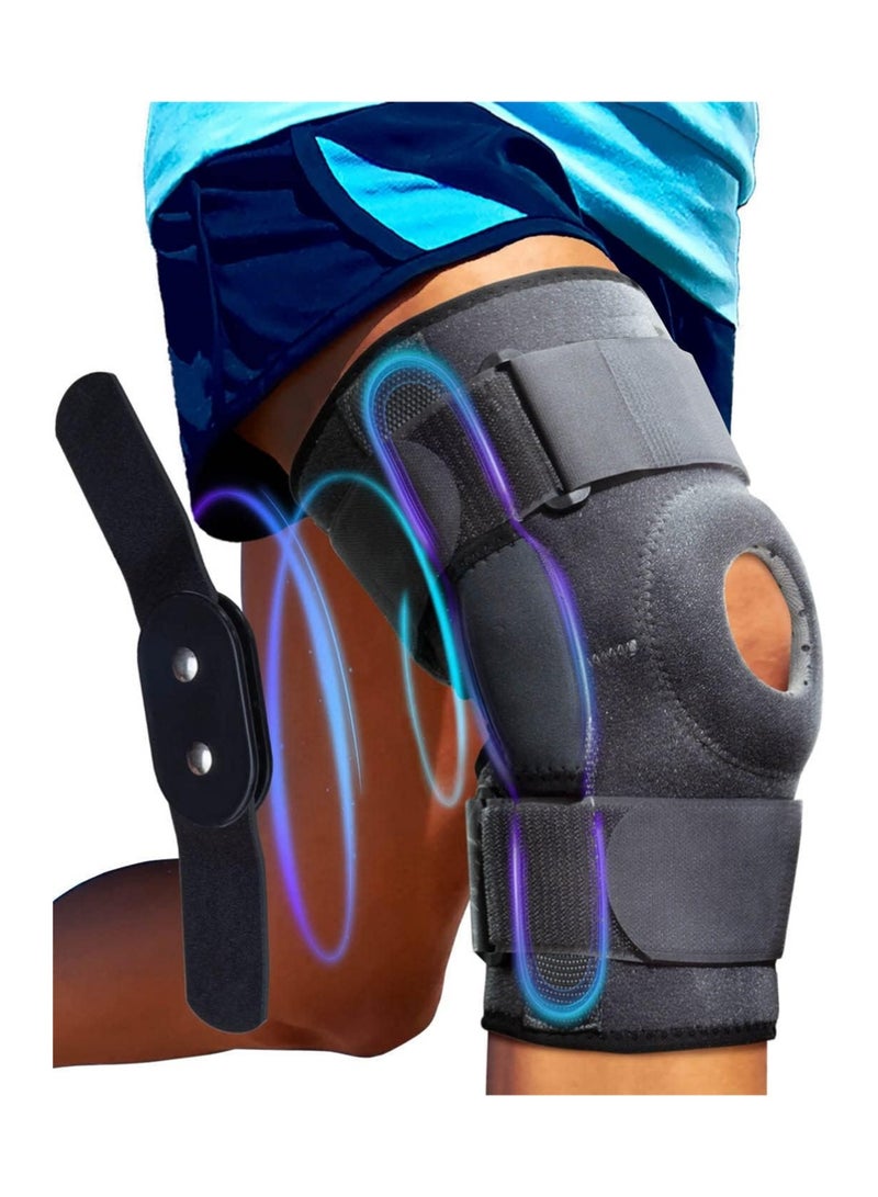 YOUGE Hinged Knee Brace,Knee Pads - Relieves ACL, MCL, Meniscus Tear, Arthritis, Sports Protective Gear Tendon Pain - Dual Metal Side Stabilizers - Support for Running, For Men and Women Check Size Chart (Large, 15½-20″ Thigh) - Image 1