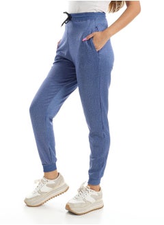 Andora Basic Jogging Pants With Adjustable Drawstrings - Heather Blue  - Image 2