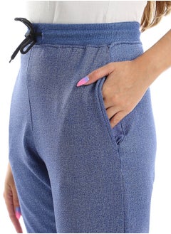 Andora Basic Jogging Pants With Adjustable Drawstrings - Heather Blue  - Image 4