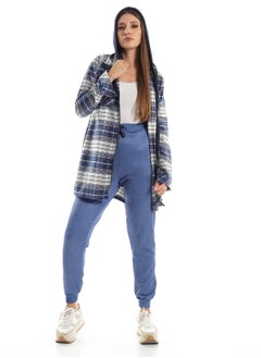 Andora Basic Jogging Pants With Adjustable Drawstrings - Heather Blue  - Image 5