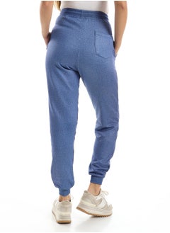 Andora Basic Jogging Pants With Adjustable Drawstrings - Heather Blue  - Image 3