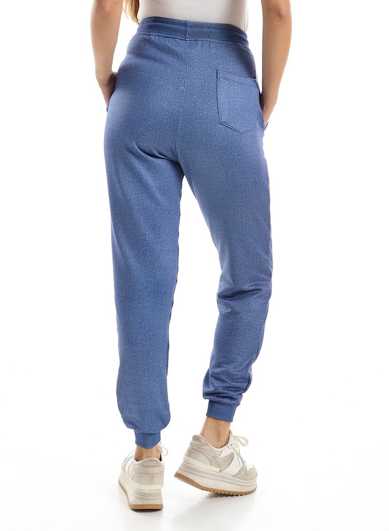 Andora Basic Jogging Pants With Adjustable Drawstrings - Heather Blue  - Image 3