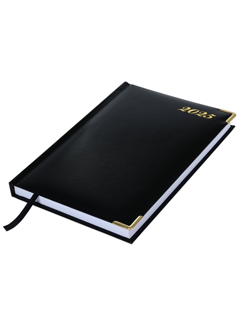FIS Fis 2025 A5 Diary,Gold Corners,English Vinyl 1Side Padded Black -FSDI22E25BK  - Image 4