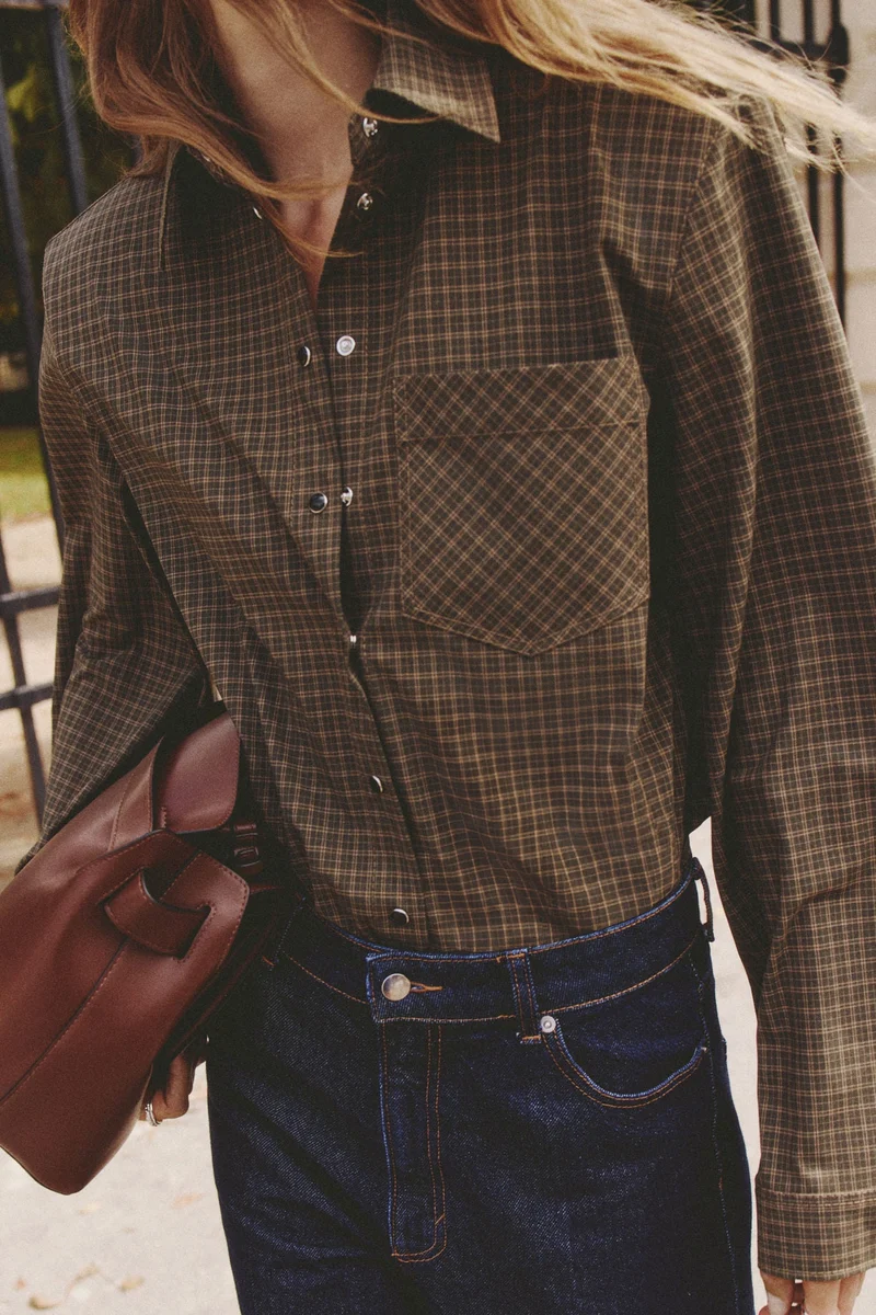 اتش اند ام قميص ببطانة كتف