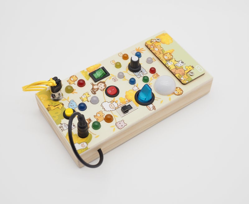 Children's early education wooden led light socket switch busy board - Image 4