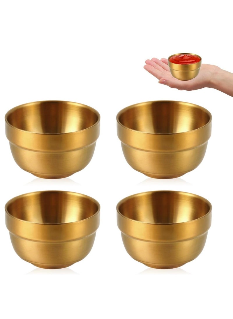 Generic - Small Sauce Cups, Stainless Steel Double Wall Insulated Soy Sauce Dish, 3.3 Oz Metal Mini Wine Condiment Cups, Dipping Bowls Containers for Side Dishes 4 Pcs - Image 1
