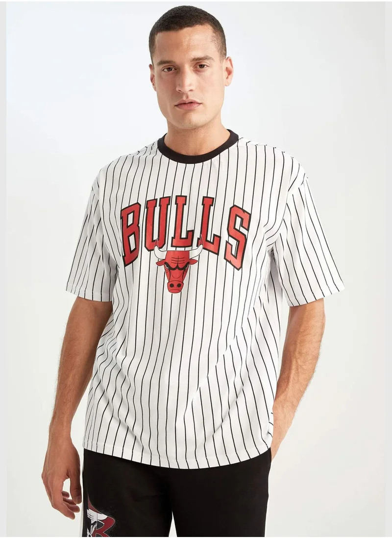 DeFacto Man NBA Chicago Bulls Licenced Oversize Fit Knitted T-Shirt