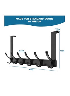 Y&D Over Door Hanger, 18.5CM Coat Hooks for Hanging Clothes, Hats, Coats, Towels, Robes - Hanger with 12 Hooks, 20KG Heavy-Duty, Aluminum  - Image 3