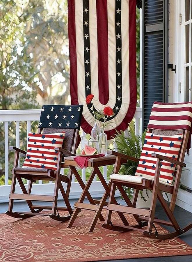 RABUSOFA 4th of July Outdoor Pillow Covers 18x18 Inch Set of 2,Waterproof Patriotic Star Stripe Decor Red White and Blue Independence Memorial Day Cushion Case Decoration for Sofa Patio - Image 5